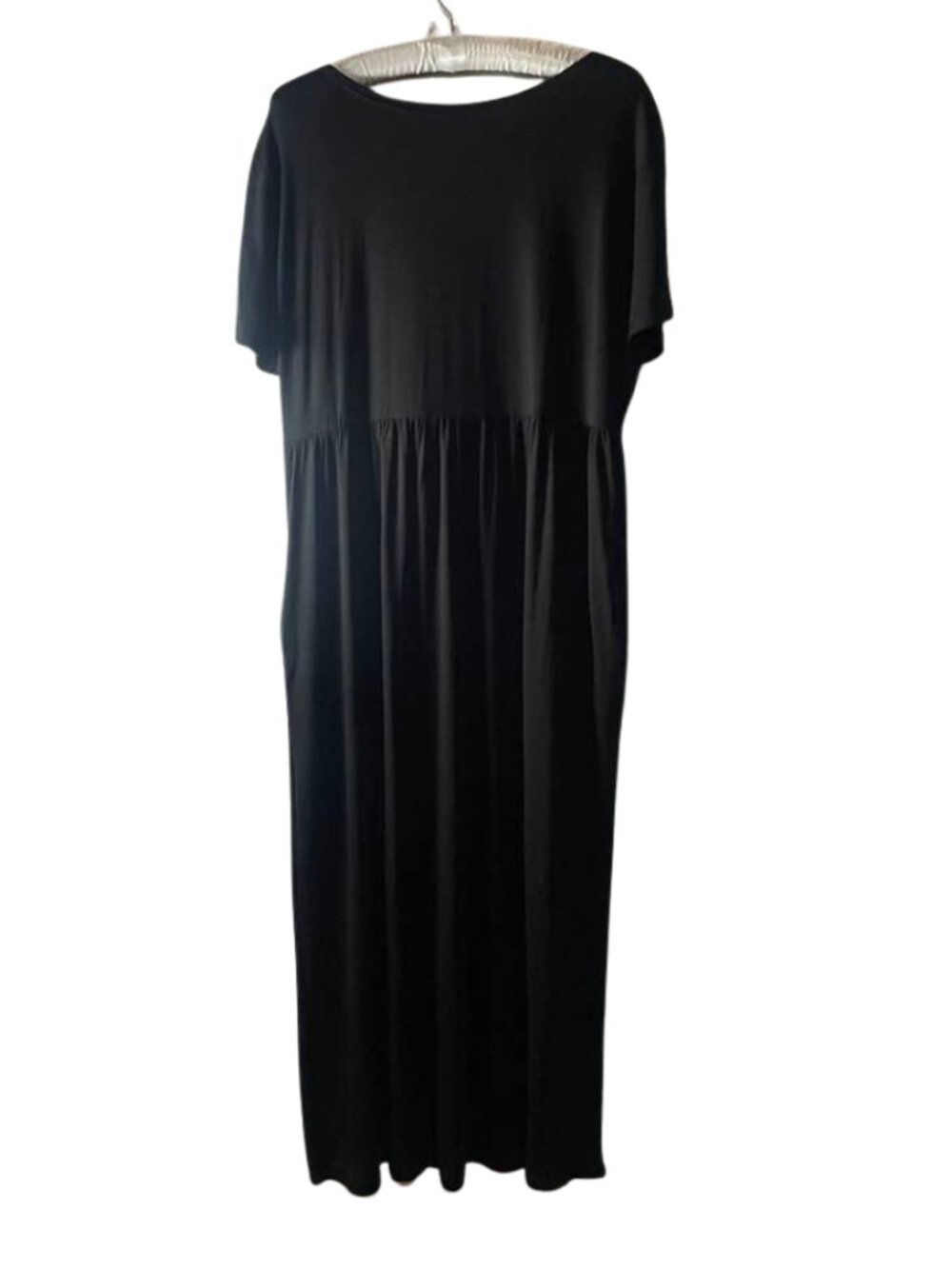 NWT Longyuan Black Short Sleeve Maxi Dress Plus Size 2X Flowy Minimalist - Picture 2 of 10